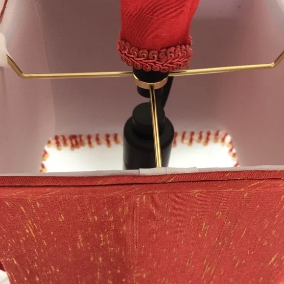 Red Silk Shade Beaded Fringe Hanging Light - Picture 4 of 6